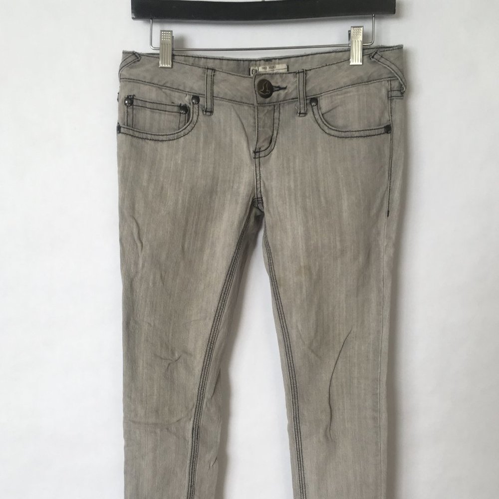 Free People Skinny Grey w Black Stitching B-04 - Picture 3 of 4